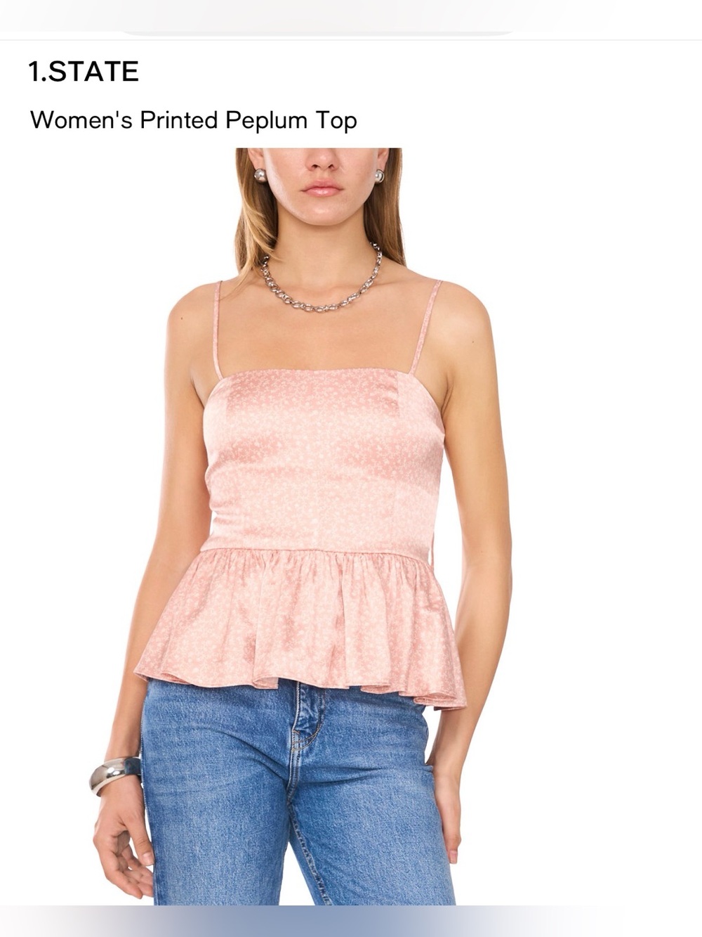 1.STATE Women's Printed Peplum Top